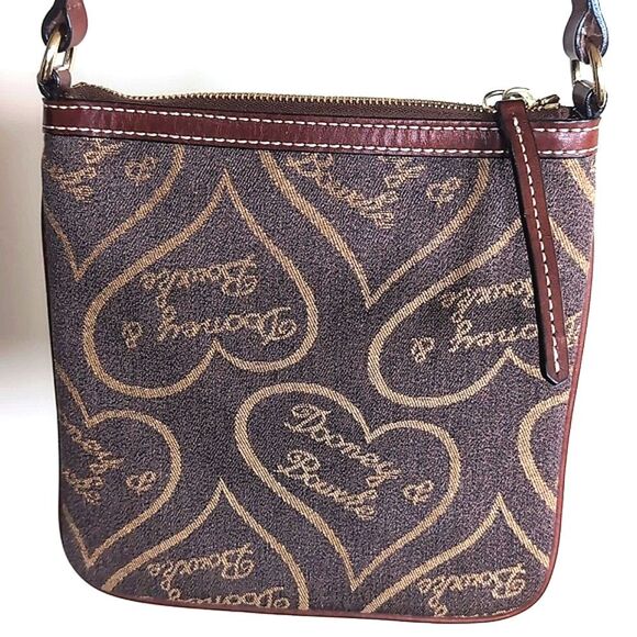 Dooney & Bourke Brown And Gold Signature Patterned Compact Crossbody Bag 🤎 - Picture 15 of 16